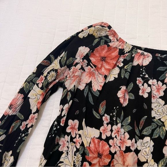 🌸 Billabong Off the Shoulder Long Sleeve Floral Print Blouse - Medium - Picture 7 of 11
